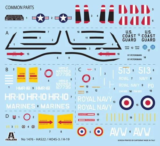 Italeri 1/72 H-19 Sikorsky Ho4s-3 Has 7 Model Kit — official product photo 2