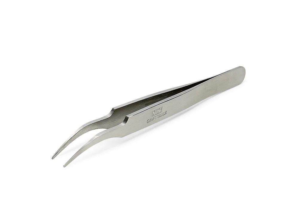 Tamiya Hg Angled Tweezers Roundtip — official product photo 1