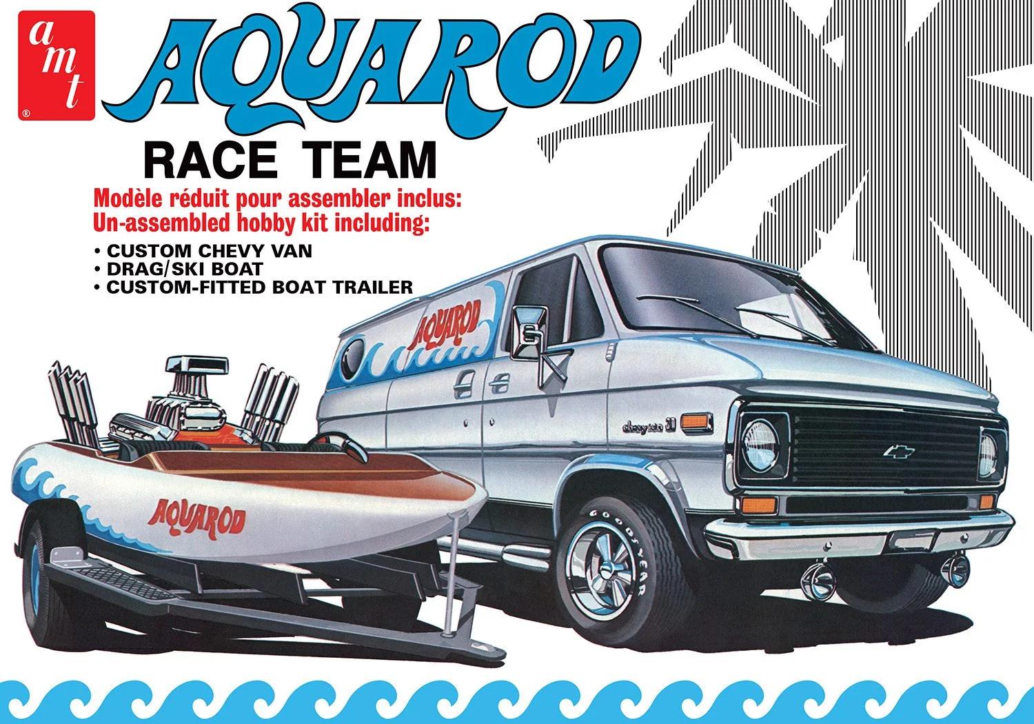 AMT Aqua Rod Race Team 1975 Van Boat Trailer Model Kit — official product photo 1