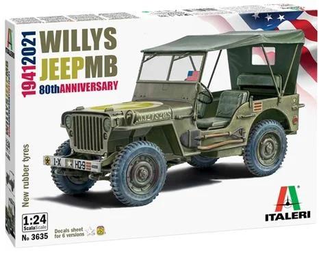 Italeri 1/24 Willys Jeep Mb 80th Anniversary Model Kit — box art