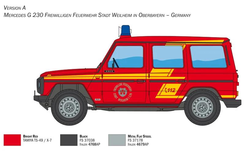 Italeri 1/24 Mercedes G230 Feuerwehr Model Kit — official product photo 3