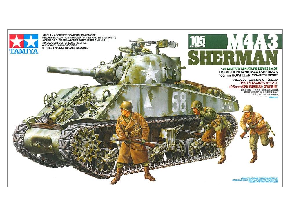Tamiya 1/35 M4-a3 Sherman 105mm Model Kit — official product photo 1