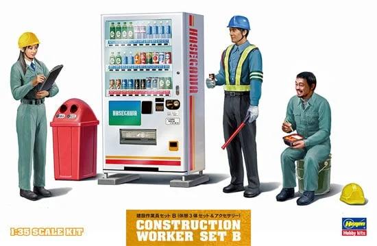 Hasegawa 1/35 Construction Workers Set B At Rest Model Kit — box art