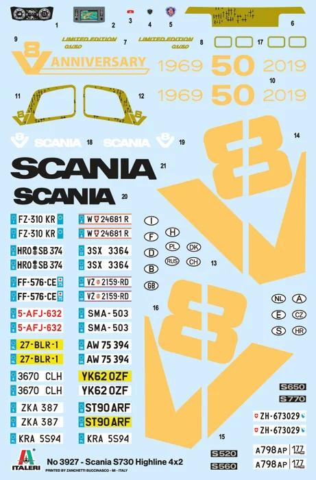 Italeri 1/24 Scania S730 Highline 4x2 Anniv Ed Model Kit — official product photo 2