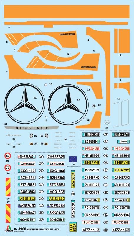 Italeri 1/24 Mb Actros Mp4 Big Space Grand Prix Model Kit — official product photo 2