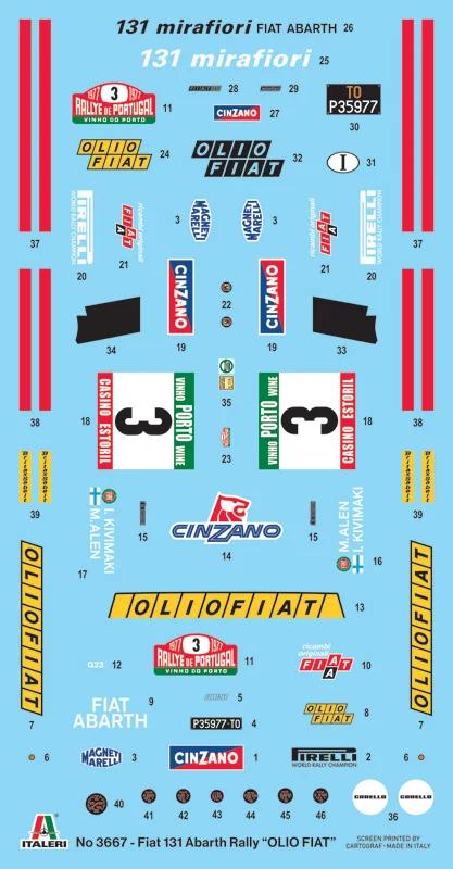 Italeri 1/24 Fiat 131 Abarth Rally Olio Fiat Model Kit — official product photo 2