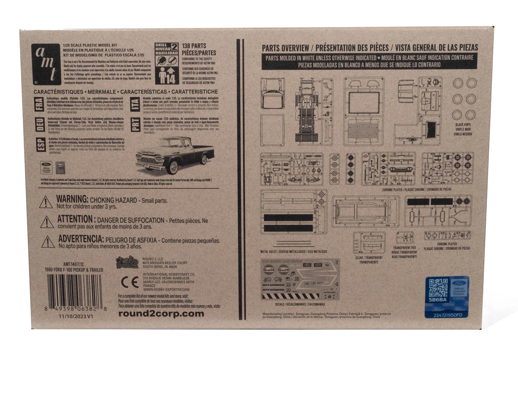 AMT 1/25 F-100 60 Ford Pickup W Trailer Model Kit — official product photo 4
