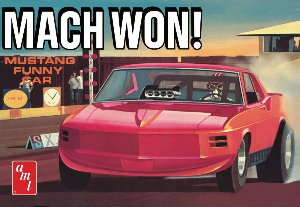 AMT 1/24 70 Ford Mustang Funny Car Mach Won Model Kit — box art