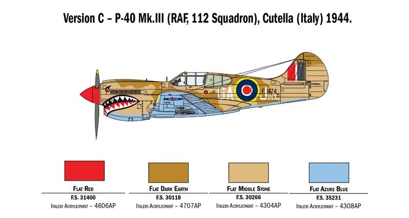 Italeri 1/48 P-40 E K Kittyhawk Model Kit — official product photo 5