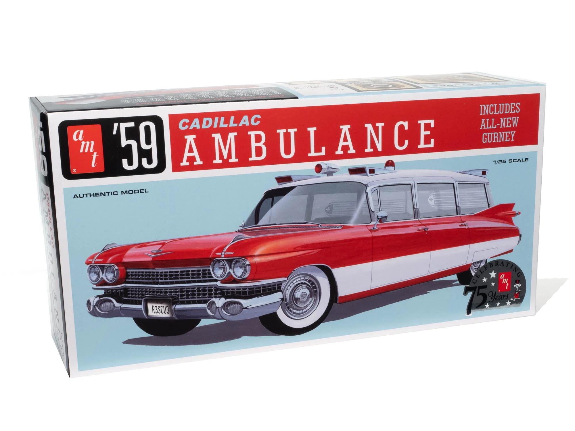 AMT 1/25 59 Cadillac Ambulance W Gurney Model Kit — official product photo 1