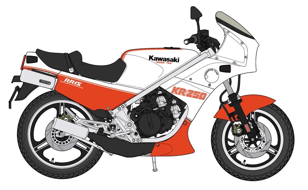 Hasegawa 1/12 Kawasaki Kr250 Red White Model Kit — official product photo 4