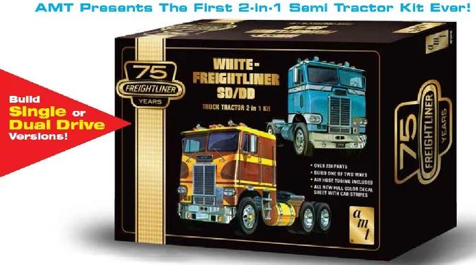 AMT 1/25 White Frtlnr 2n1 Cabover Model Kit — box art