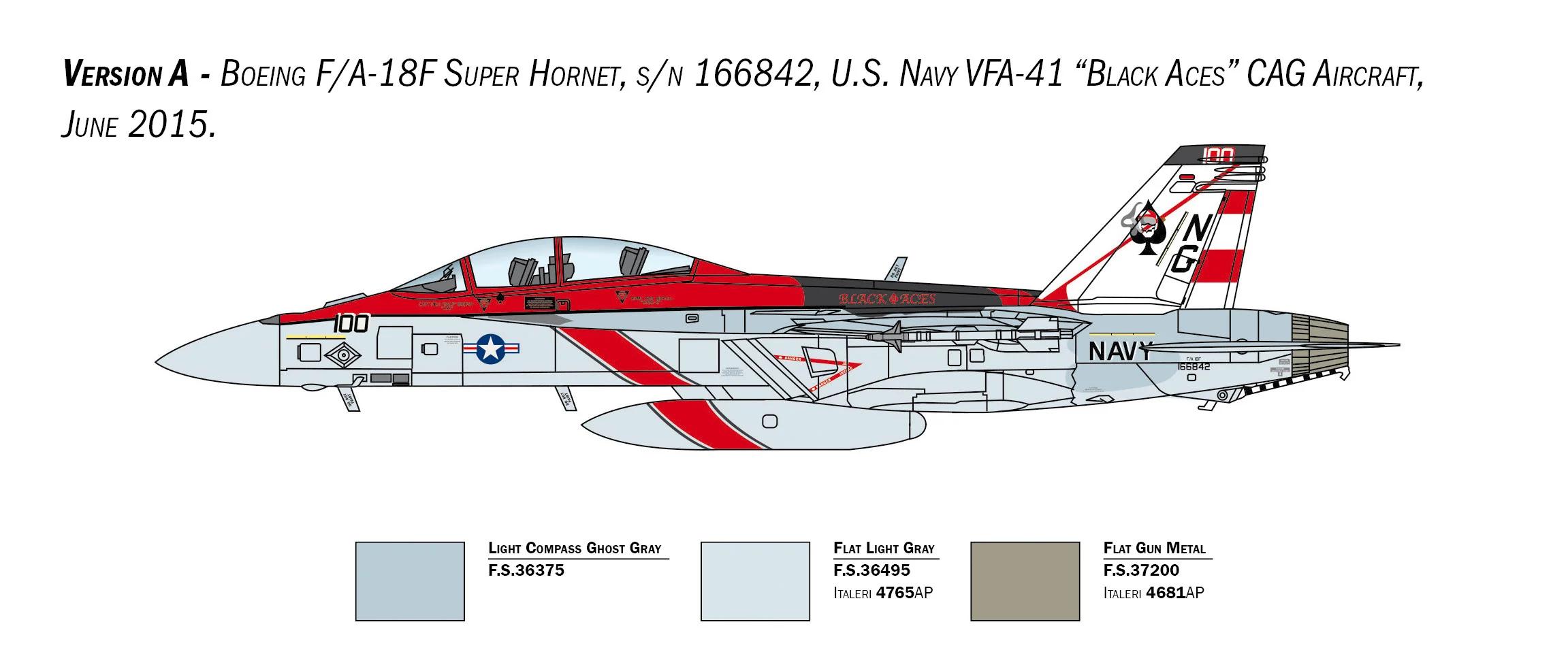 Italeri 1/48 A-18F F Super Hornet Usn Spec Color Model Kit — official product photo 4