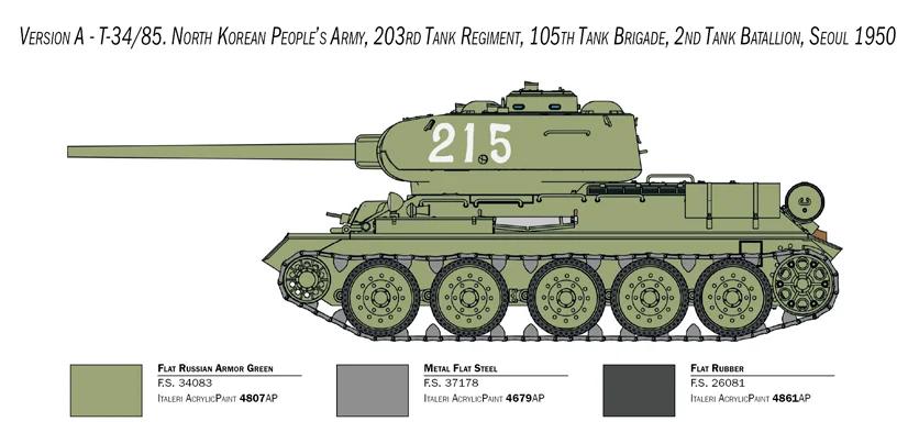 Italeri 1/35 T-34 85 Korean War Model Kit — official product photo 3