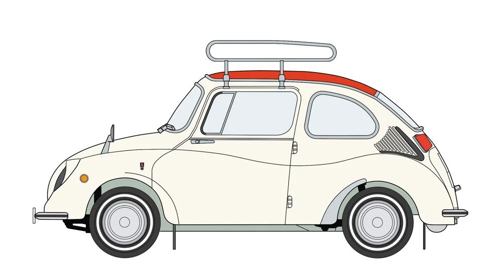 Hasegawa 1/24 Subaru 360 Deluxe W Roof Carrier Model Kit — official product photo 4