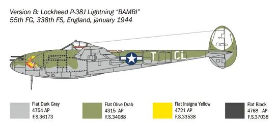 Italeri 1/72 P-38J Lockheed Lightning Model Kit — official product photo 3