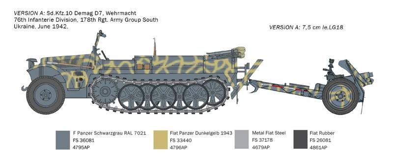 Italeri 1/35 SD Kfz 10 Demag W Le Ig18 Model Kit — official product photo 3