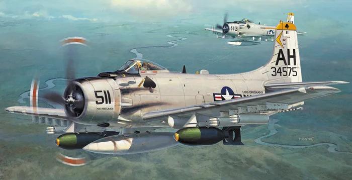 Hasegawa 1/72 A-1H Skyraider W Rocket Pod Model Kit — box art