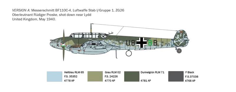 Italeri 1/72 C-4 Messerschmitt Bf-110c-3 Model Kit — official product photo 4