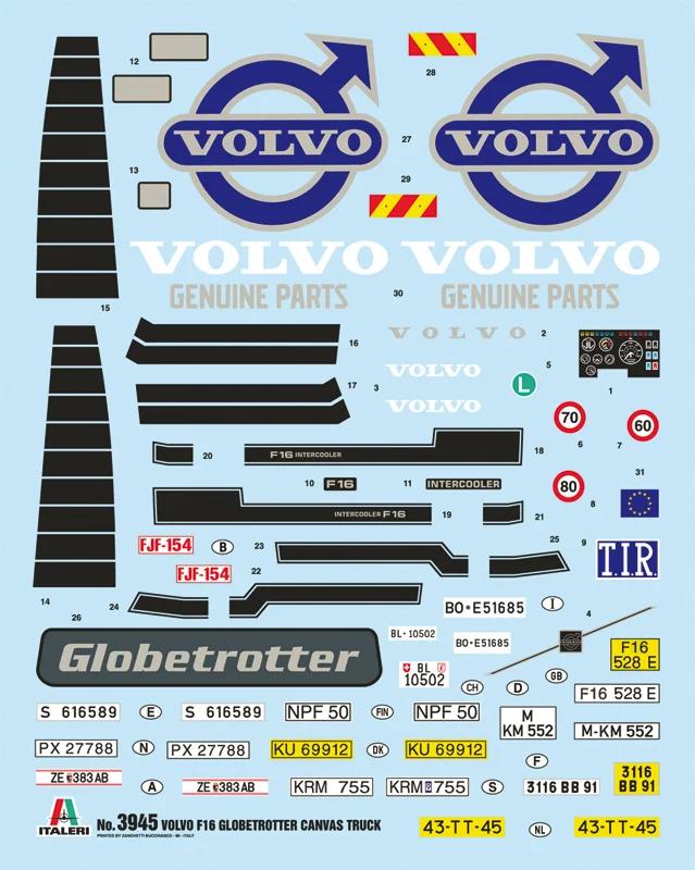 Italeri Volvo F16 Globetrotter Canvas W Lift1 25 Model Kit — official product photo 2