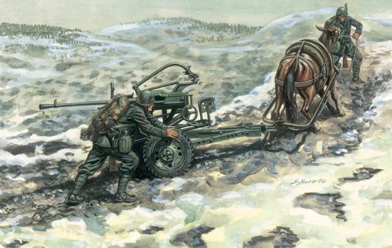Italeri 1/35 Horse Drawn Breda 20 65 W Crew Model Kit — official product photo 1