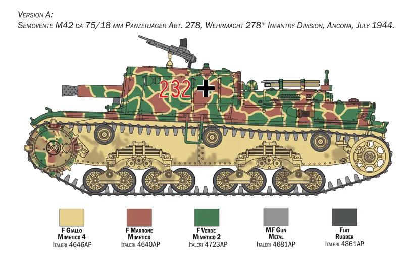 Italeri 1/35 Semovente M42 Da 75 18mm Model Kit — official product photo 3