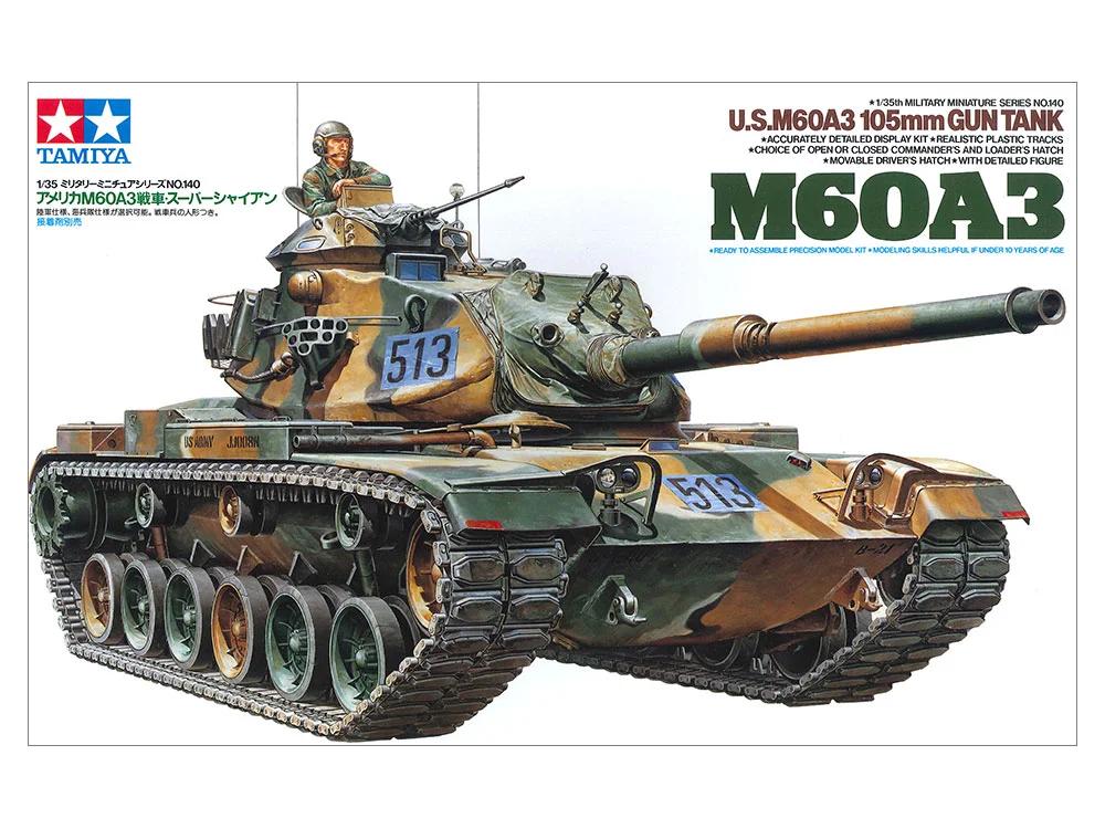 Tamiya 1/35 M-60A3 US 105mm Gun Tank Model Kit — official product photo 1
