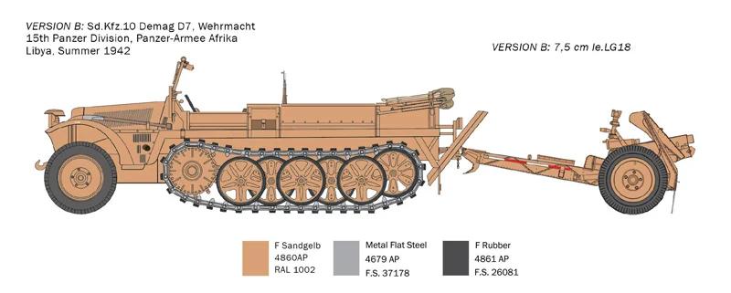 Italeri 1/35 SD Kfz 10 Demag W Le Ig18 Model Kit — official product photo 4
