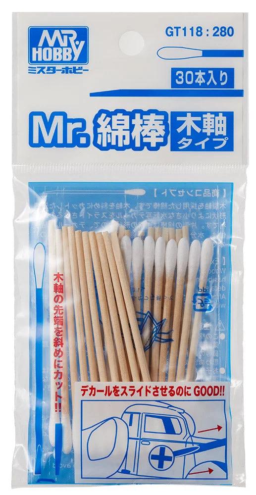 Mr. Hobby GT118 Mr. Cotton Swab (Wooden Stick Type) - 30 pcs — product photo