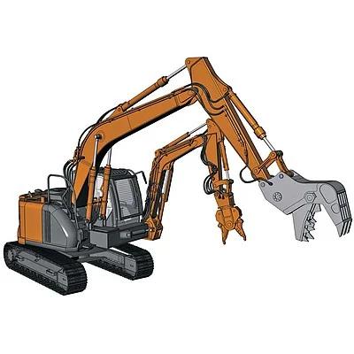 Hasegawa Hitachi Dbl Arm Workingmachine Astaco 35 Model Kit — box art