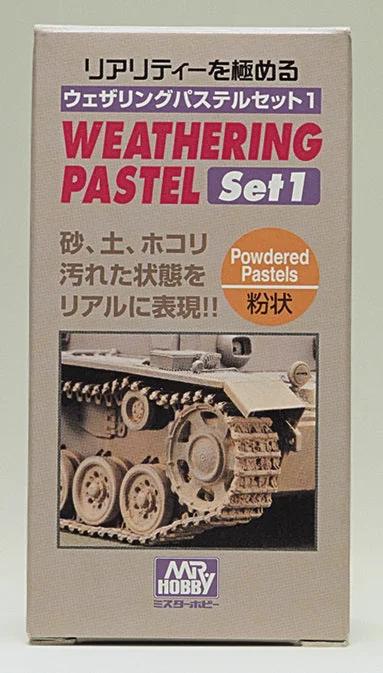 Mr. Hobby PP101 Mr. Weathering Pastel Set 1 (Dark Brown PW01, Light Brown PW02, Sand PW03 - 15g each) — product photo