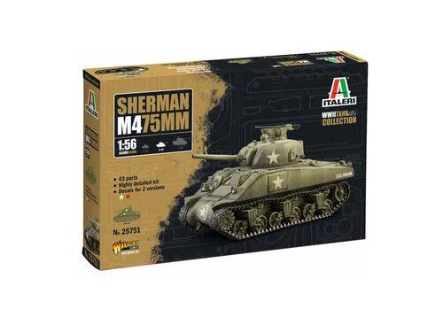Italeri 1/56 M4 Sherman 75mm Model Kit — box art