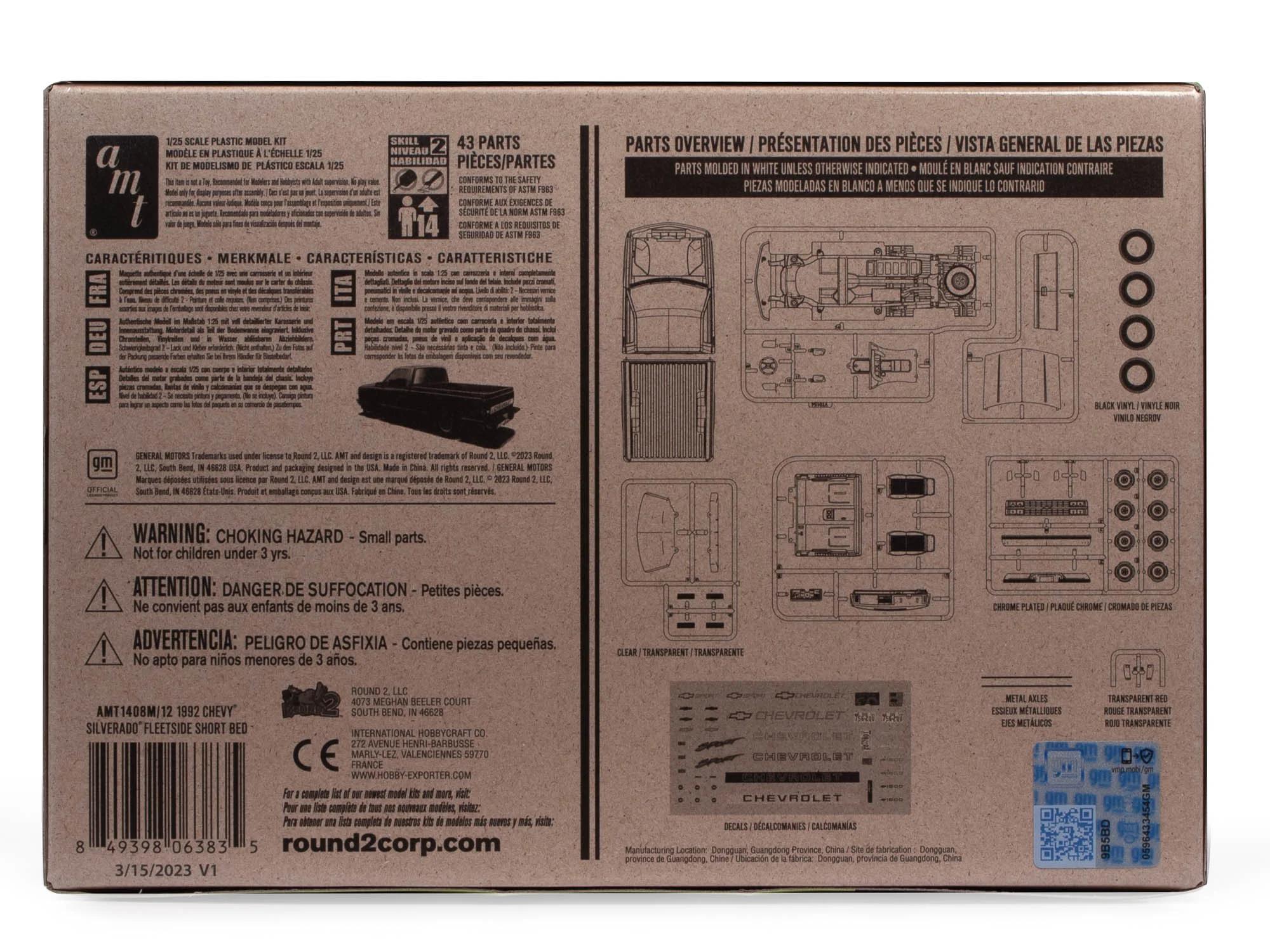 AMT 1/25 92 Chevy Silverado Shortbed P U Model Kit — official product photo 2
