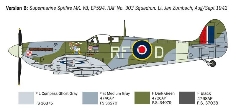 Italeri Spitfire MK 5 6 Aces Model Kit — official product photo 3