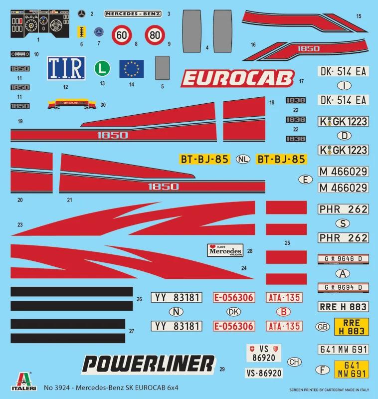 Italeri 1/24 Mercedes Benz Mb Sk Eurocab Model Kit — official product photo 3