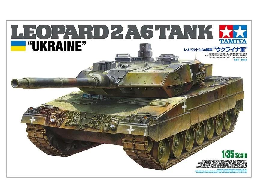 Tamiya 1/35 Leopard 2 A6 Tank Ukraine Model Kit — box art