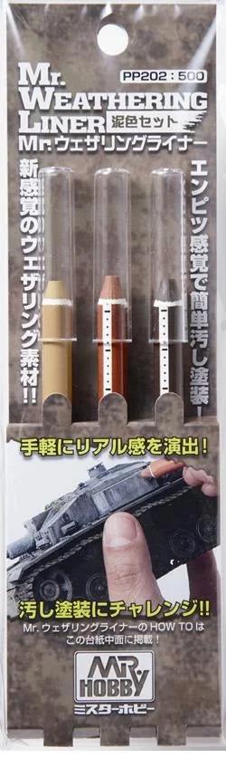 Mr. Hobby PP202 Mr. Weathering Liner - Mud Color Set (3 Pencils) — product photo