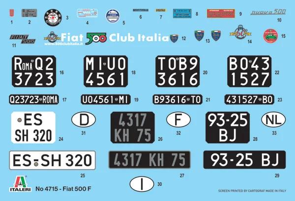 Italeri 1/12 Fiat 500f 1968 Upgraded Edition Model Kit — official product photo 3
