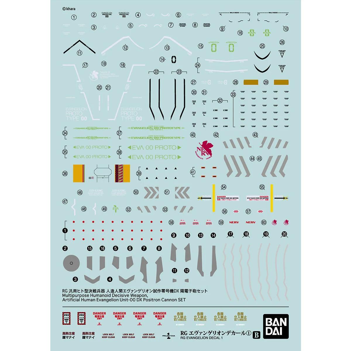Bandai 1/144 RG Decal 01 Evangelion 1p — official product photo 1