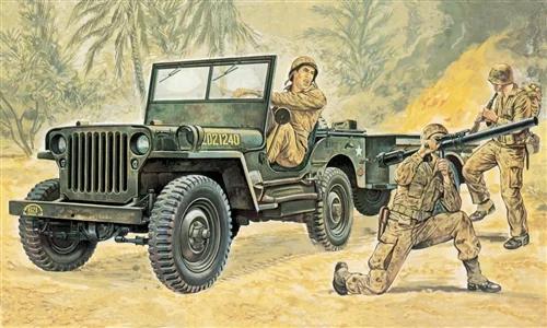 Italeri 1/35 Willys MB Jeep with Trailer — official product photo 1
