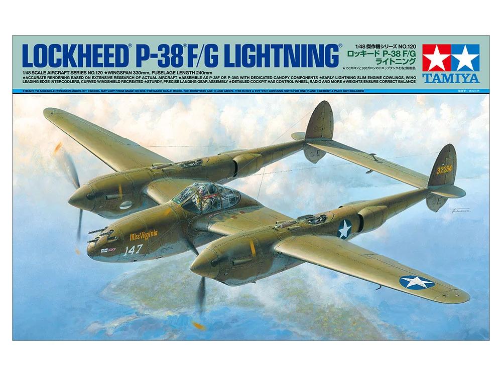 Tamiya 1/48 P-38F Lockheed G Lightning Model Kit — official product photo 1