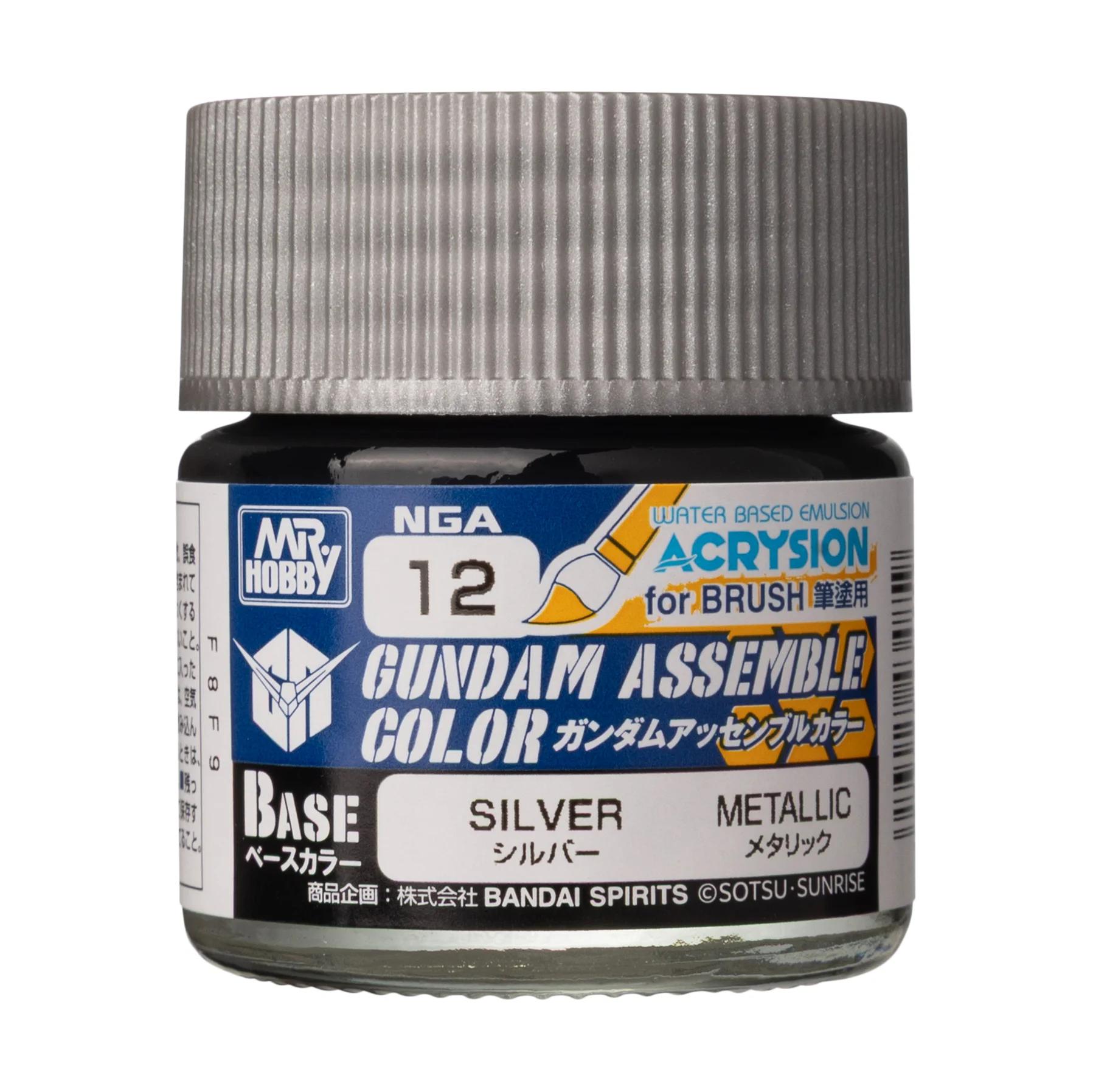 Mr. Hobby Gundam Assemble Color Silver (NGA12) 10 ml — official product photo 1