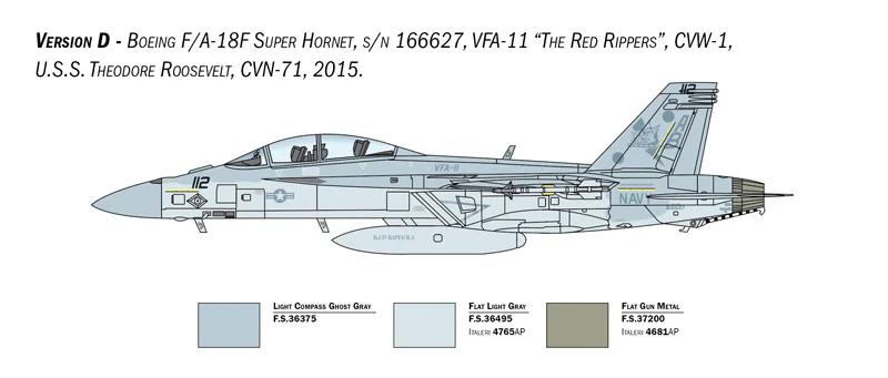 Italeri 1/48 A-18F F Super Hornet Usn Spec Color Model Kit — official product photo 6