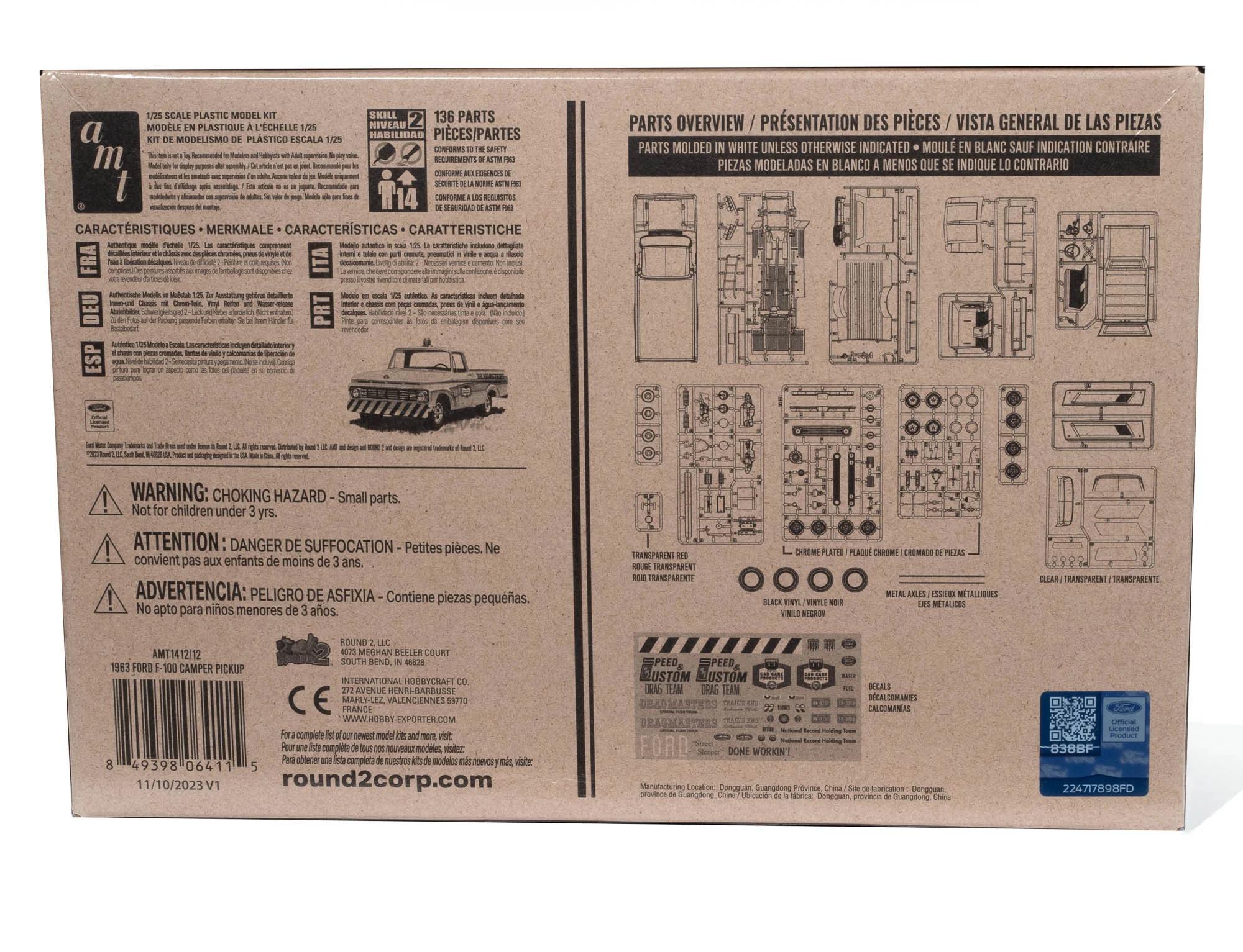 AMT 1/25 F-100 63 Ford Camper Pickup Model Kit — official product photo 4