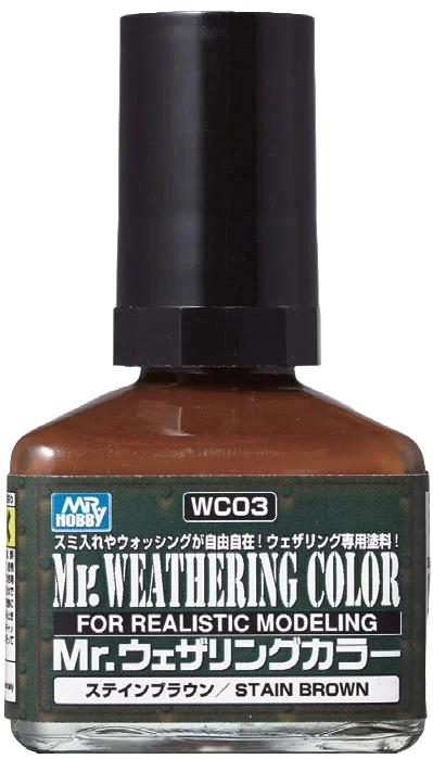 Mr. Hobby Weathering Color Stain Brown (WC03) 40 ml — official product photo 1
