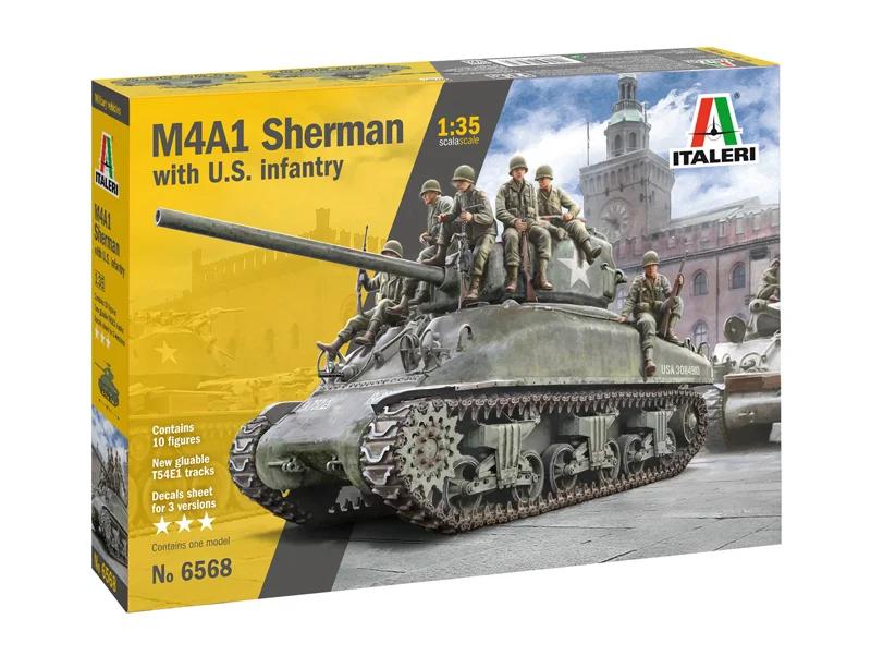 Italeri 1/35 M4a1 Sherman W US Infntry Model Kit — official product photo 2
