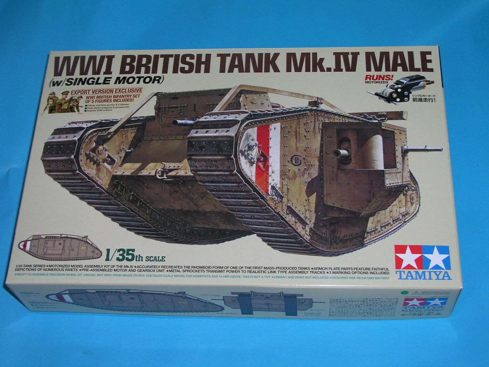 Tamiya 1/35 British MK IV Male W Figs Model Kit — box art