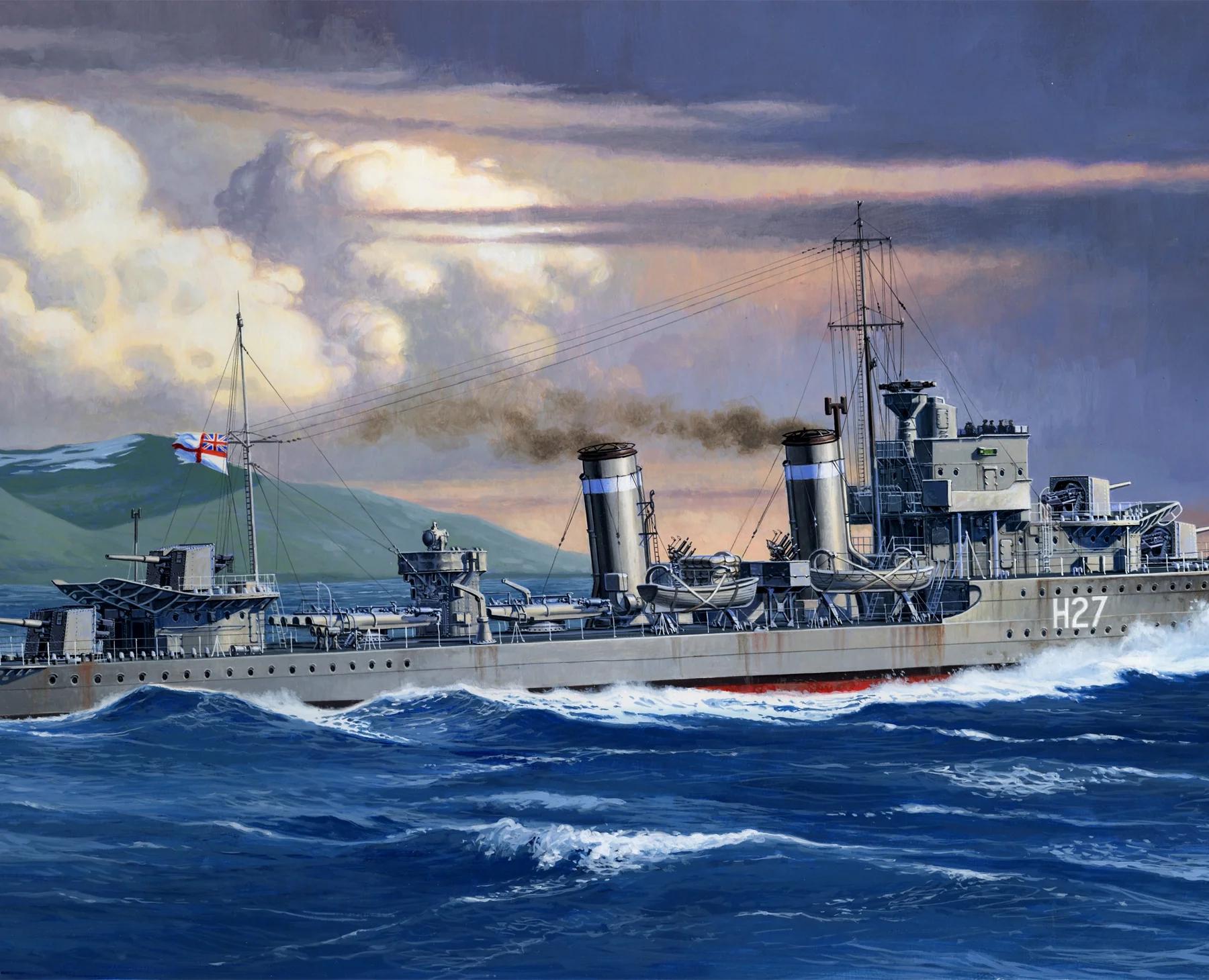 Tamiya British E Class Destroyer Model Kit — official product photo 1