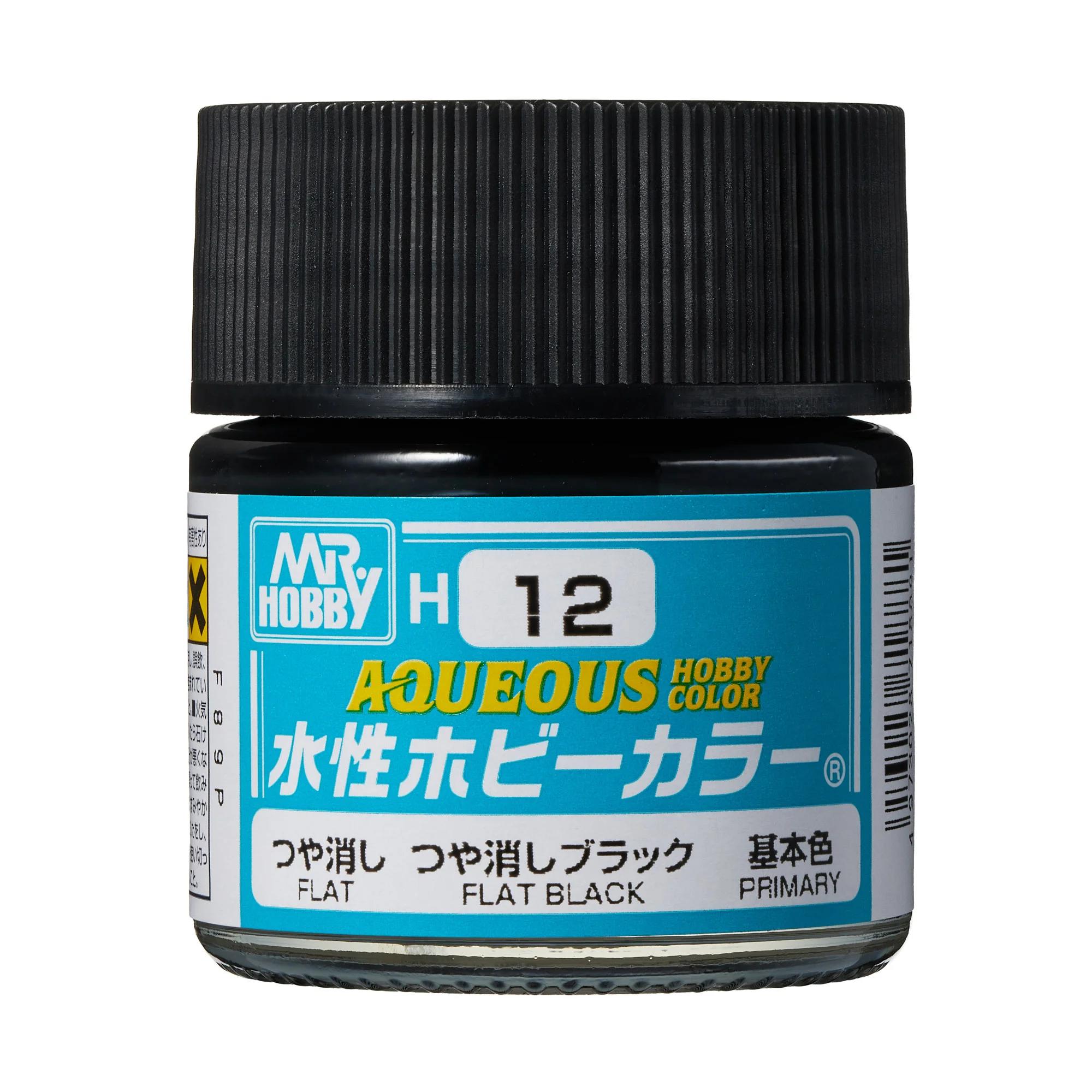 Mr. Hobby Aqueous Hobby Color Flat Black (H12) 10 ml — official product photo 1