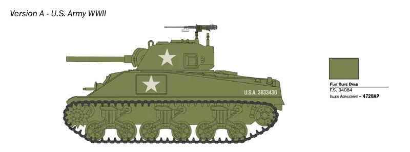Italeri 1/56 M4 Sherman 75mm Model Kit — official product photo 3